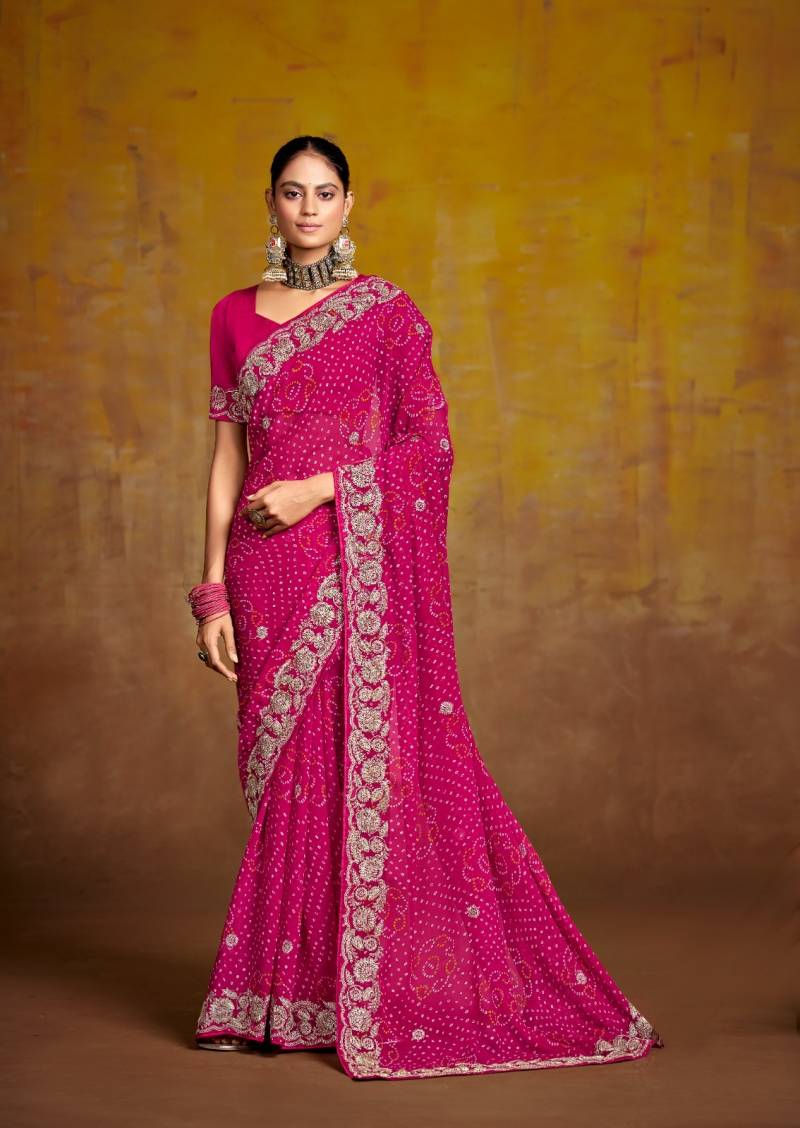Stavan Savan Georgette With Embroidery Work Saree