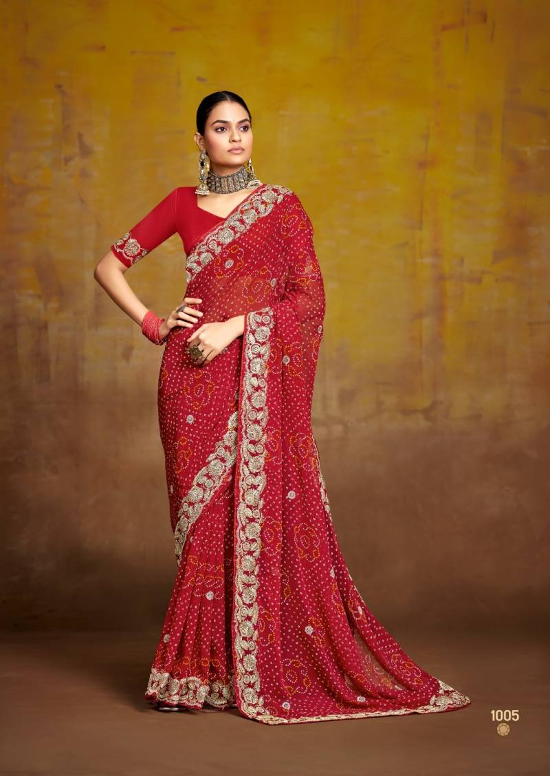 Stavan Savan Georgette With Embroidery Work Saree