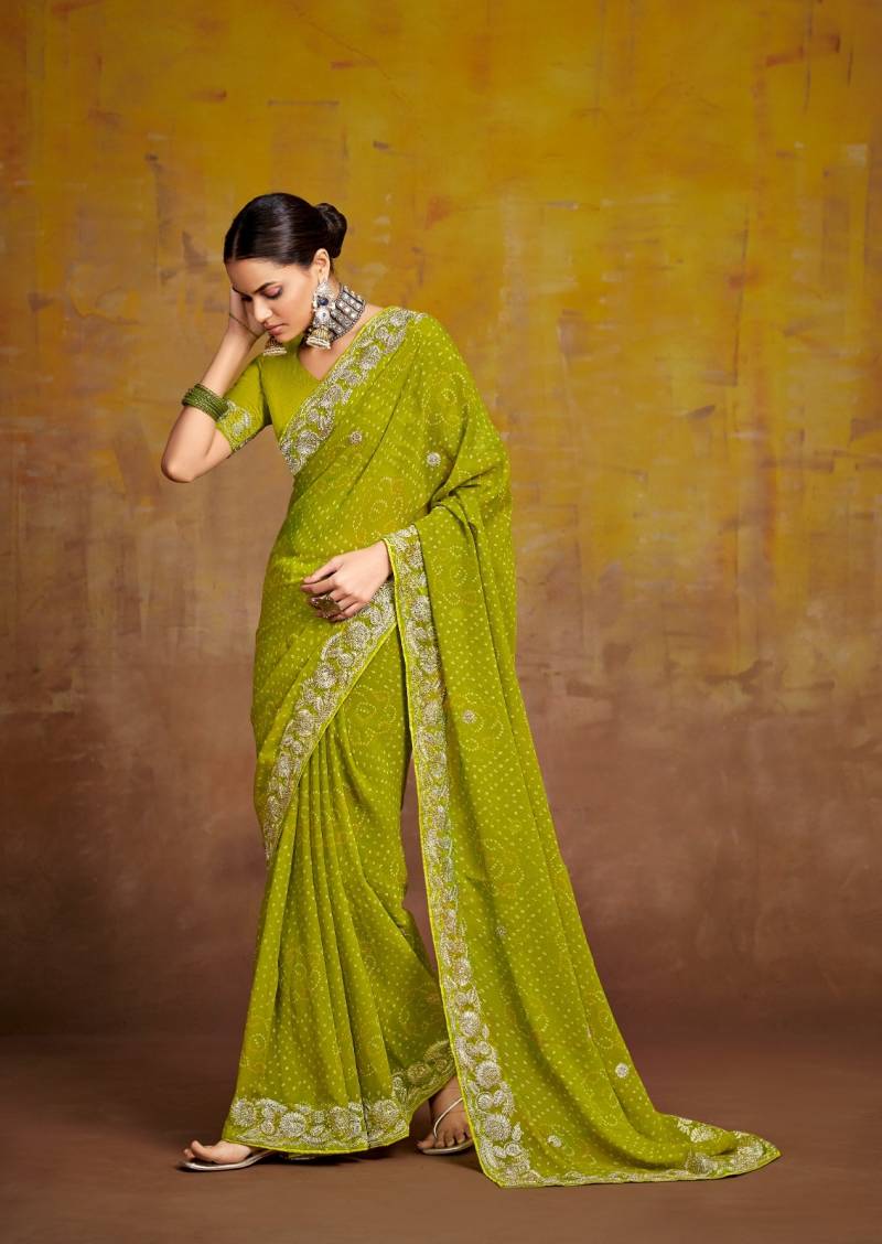 Stavan Savan Georgette With Embroidery Work Saree