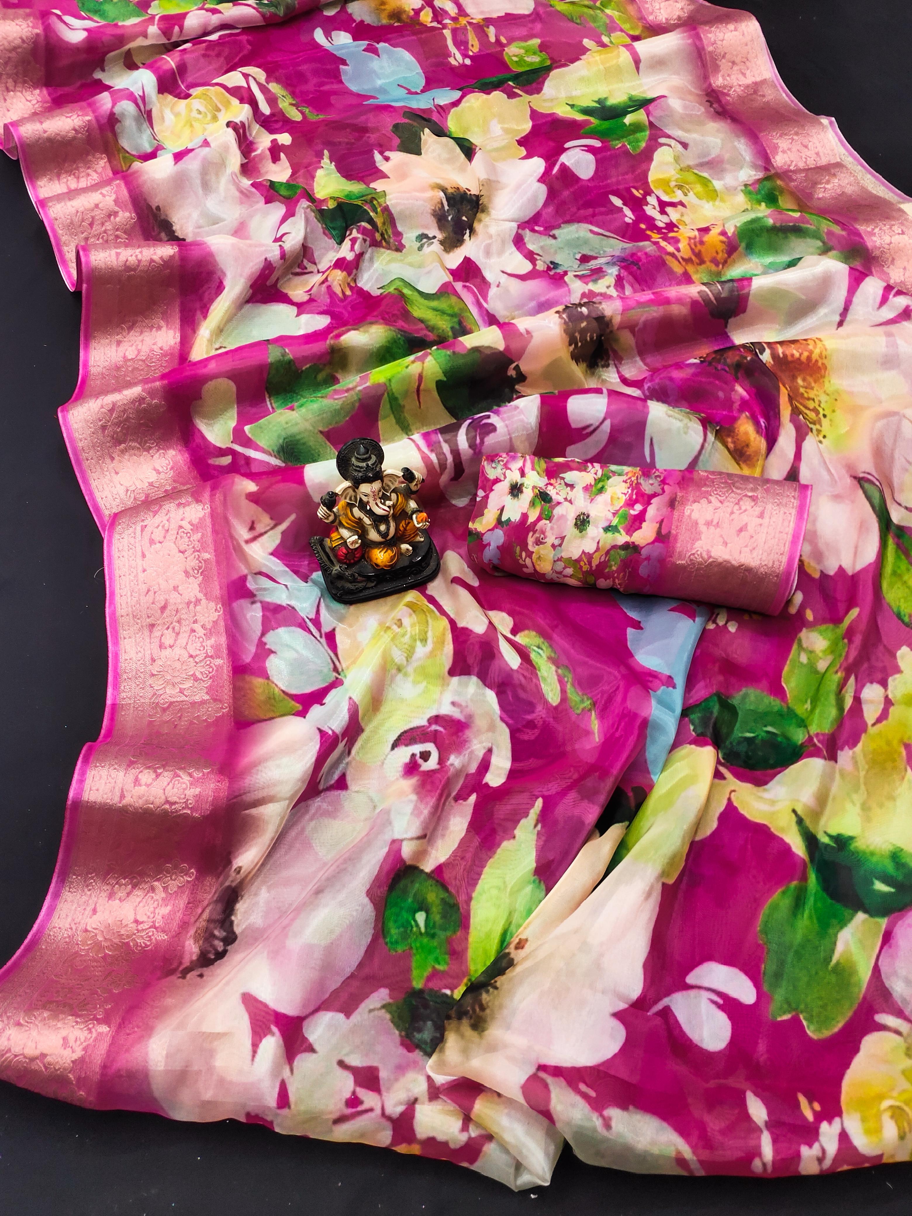 lekha VC Zuri Art Silk Digital Printed Soft Shiny Saree Collection