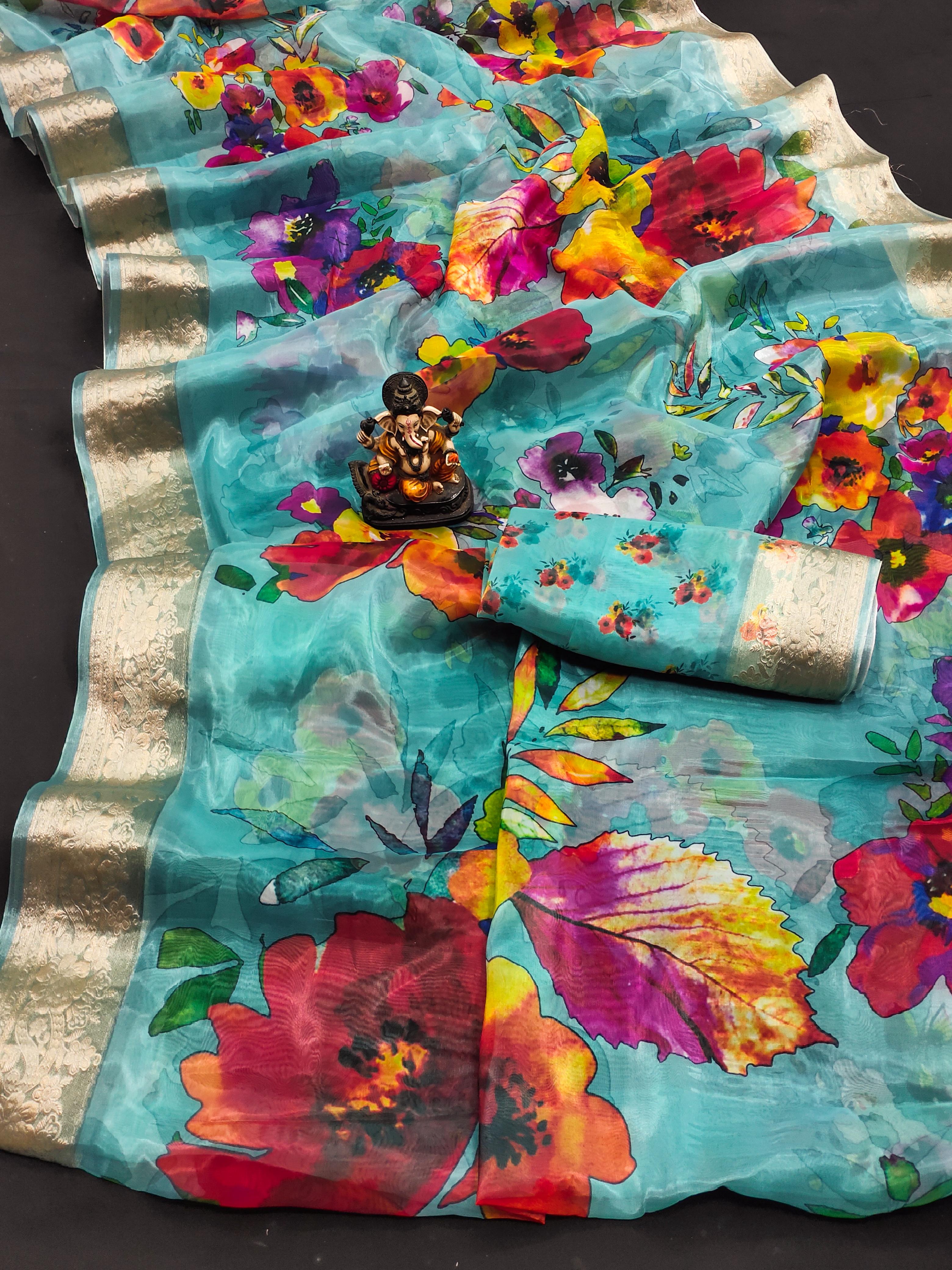 lekha VC Zuri Art Silk Digital Printed Soft Shiny Saree Collection