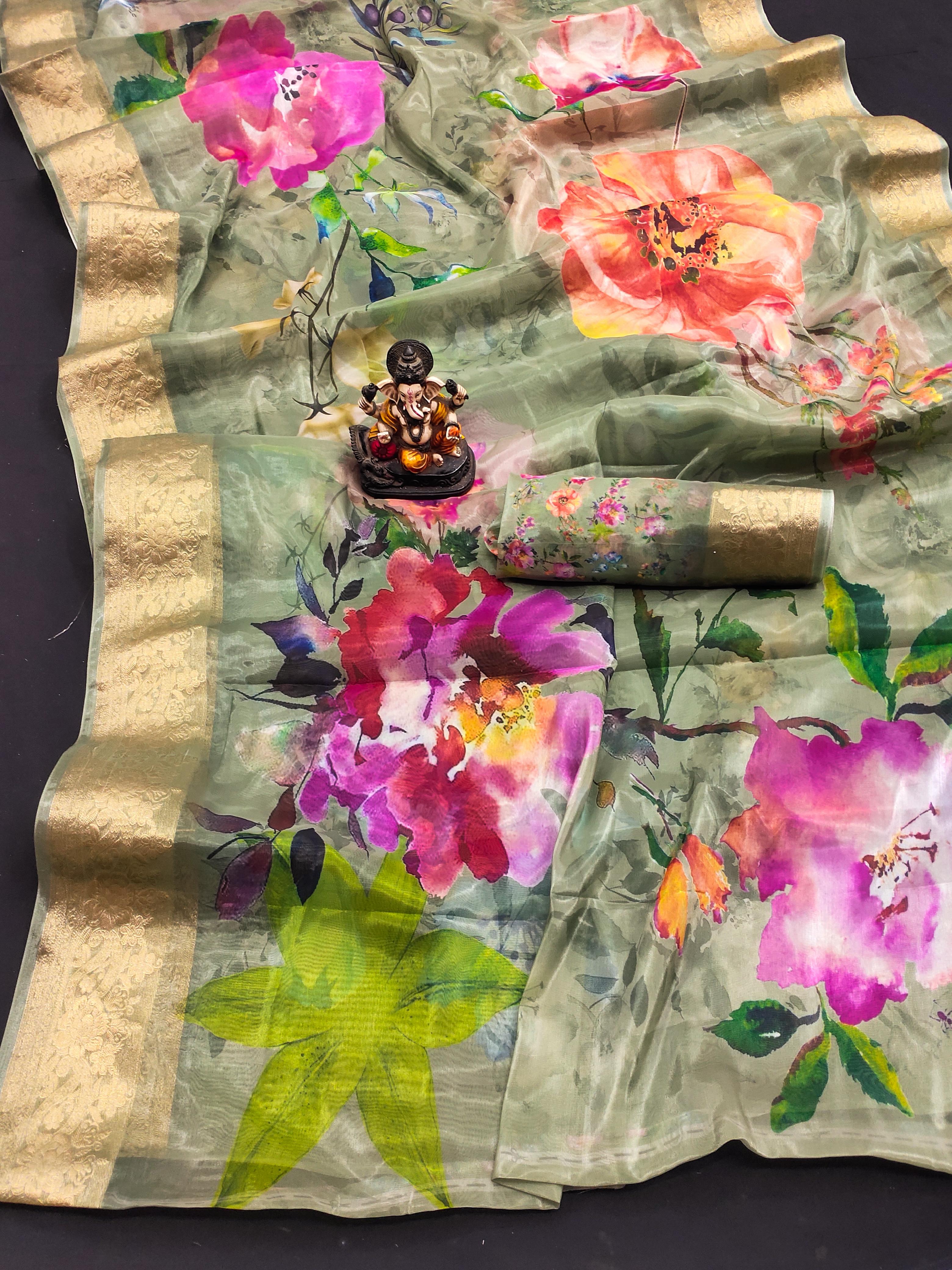 lekha VC Zuri Art Silk Digital Printed Soft Shiny Saree Collection