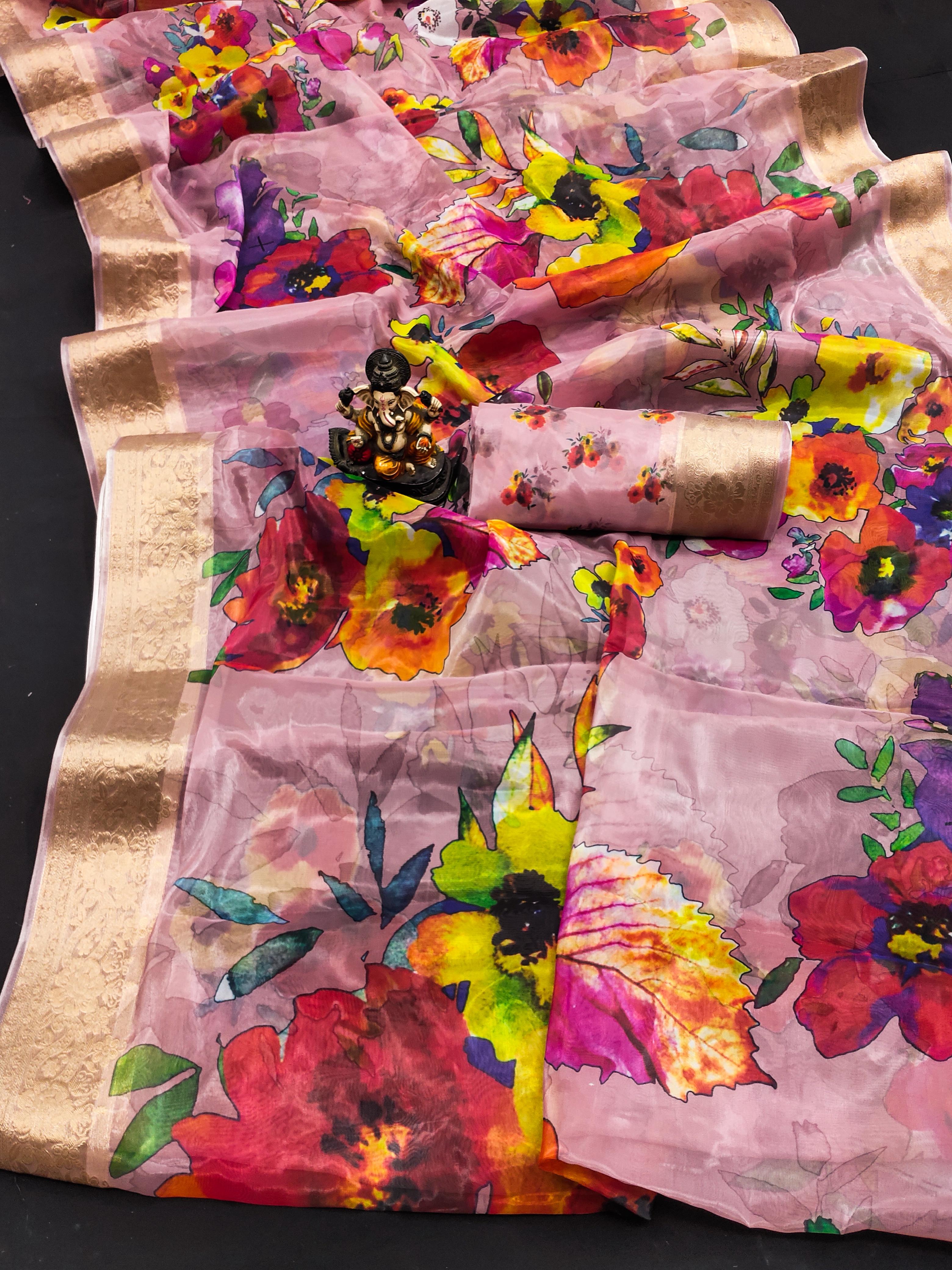 lekha VC Zuri Art Silk Digital Printed Soft Shiny Saree Collection