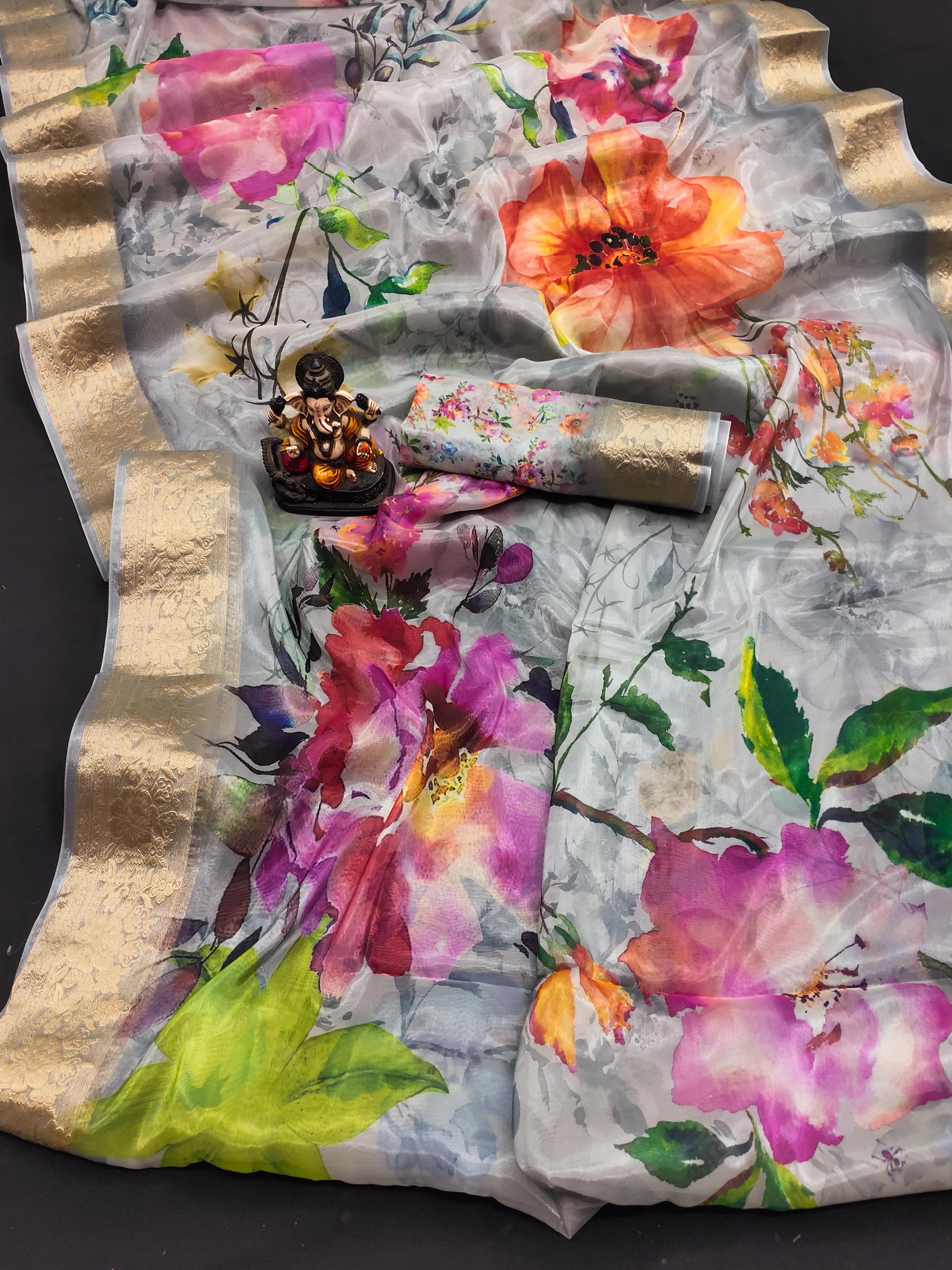 lekha VC Zuri Art Silk Digital Printed Soft Shiny Saree Collection