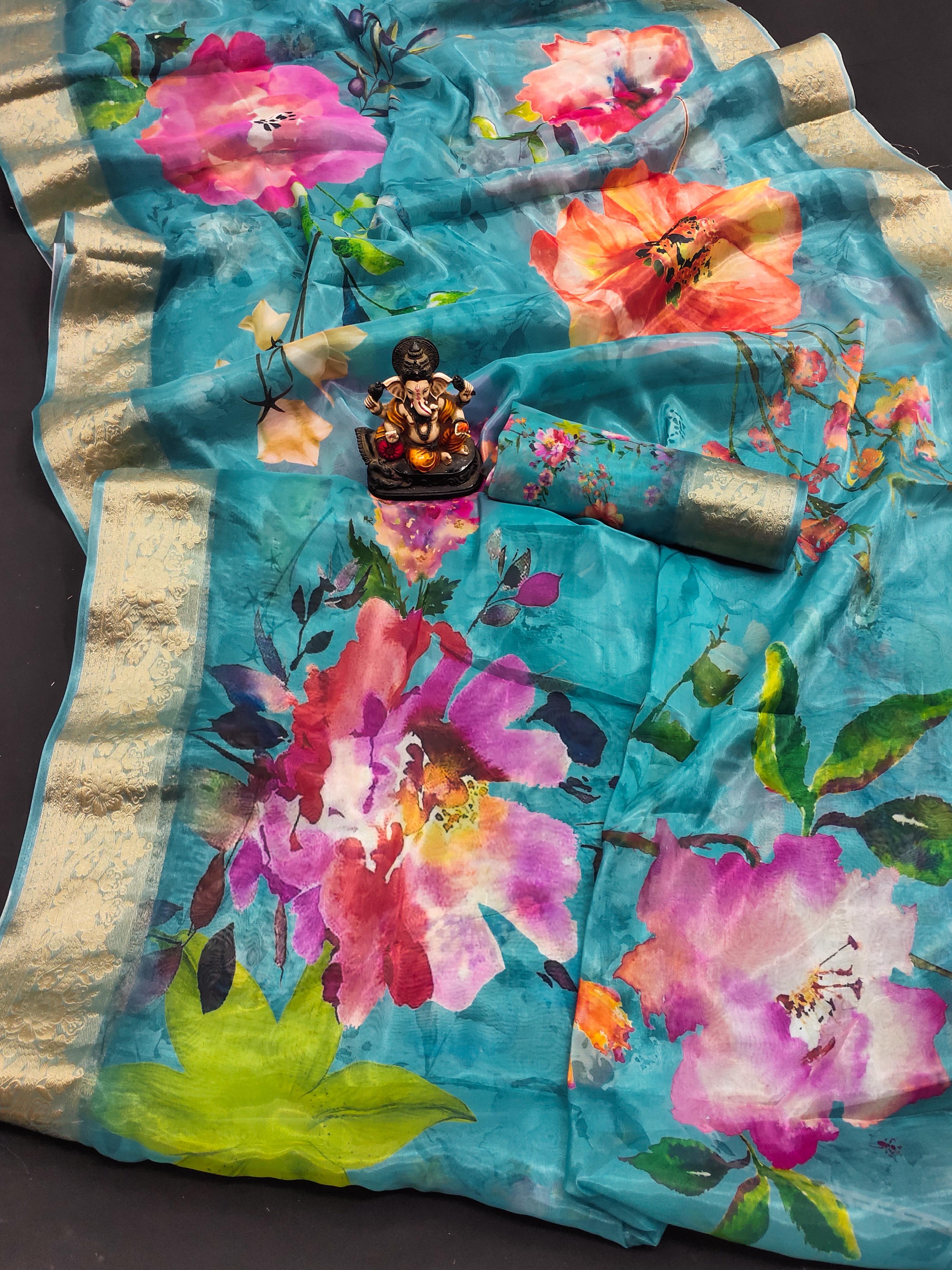 lekha VC Zuri Art Silk Digital Printed Soft Shiny Saree Collection