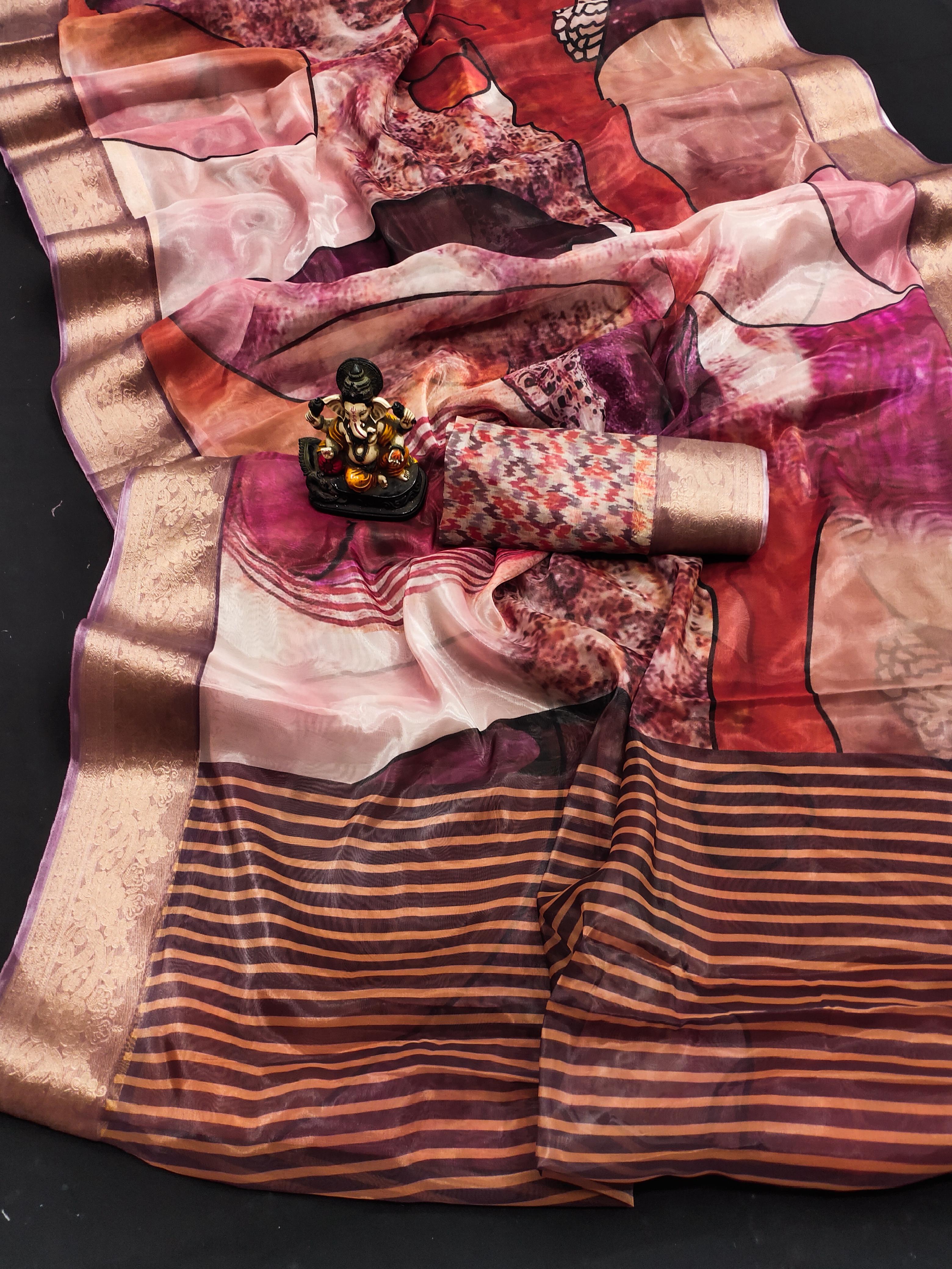 lekha VC Zuri Art Silk Digital Printed Soft Shiny Saree Collection