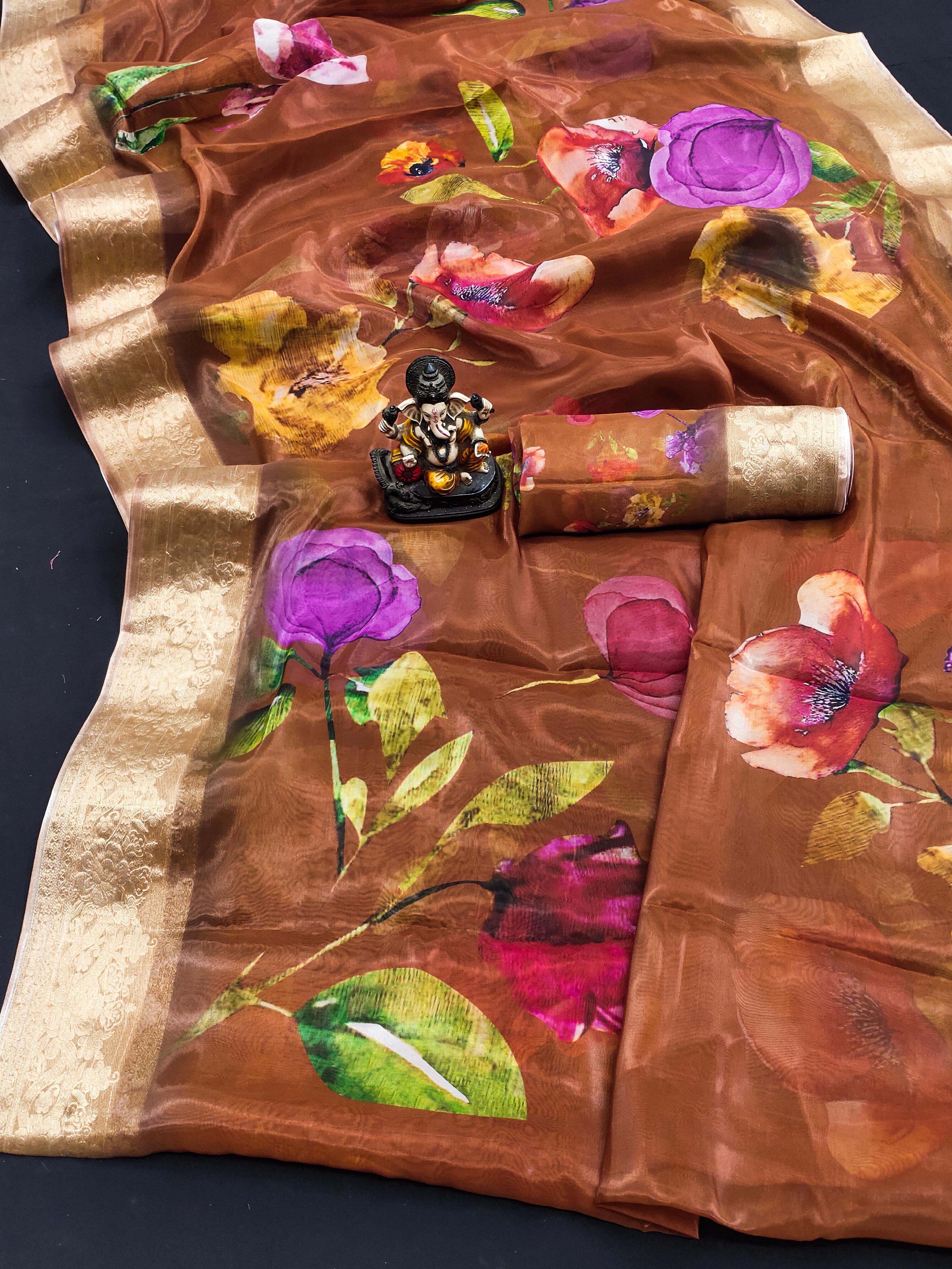 lekha VC Zuri Art Silk Digital Printed Soft Shiny Saree Collection