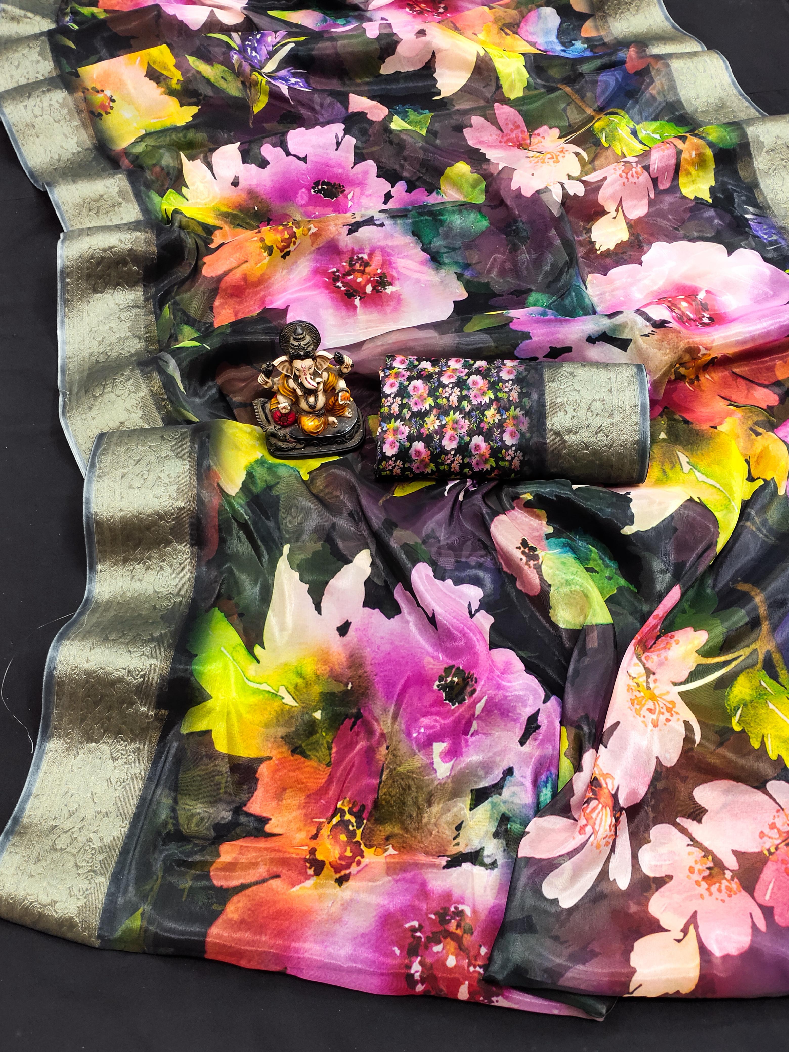 lekha VC Zuri Art Silk Digital Printed Soft Shiny Saree Collection