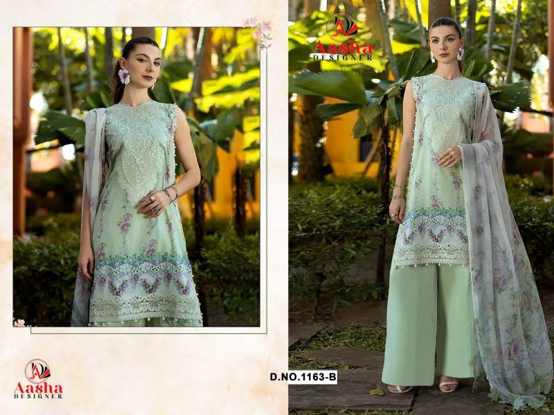 Aasha 1163 A And B Cotton Dupatta Pakistani Salwar Suit
