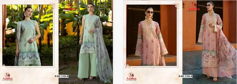 Aasha 1163 A And B Chiffon Dupatta Pakistani Salwar Suit