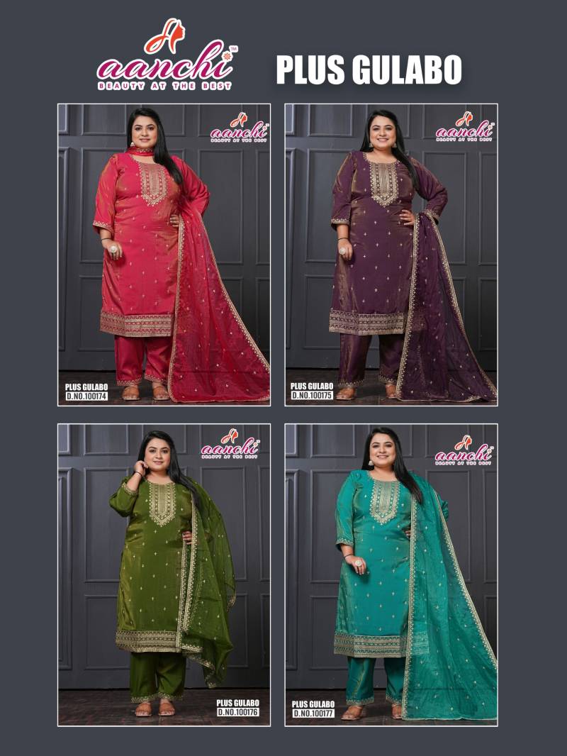 Aanchi Plus Gulabo Roman Shimmer Kurti Bottom With Dupatta