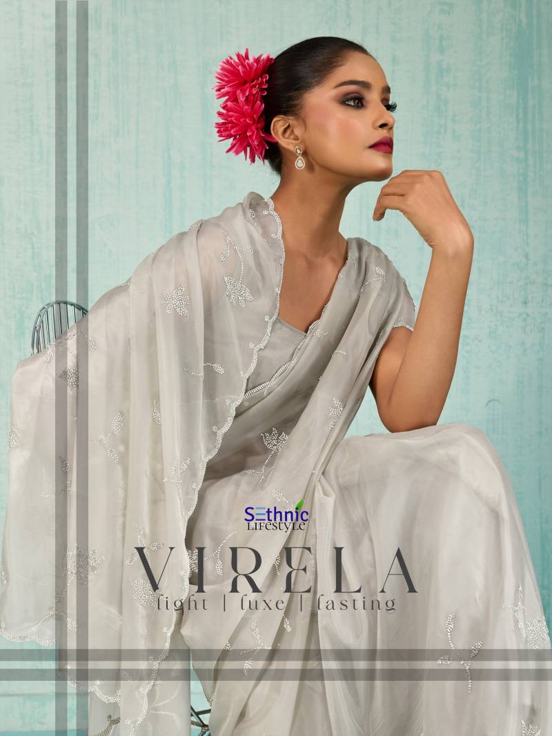 Sethnic Virela Crystal Viscose Floral Pattern Saree Collection