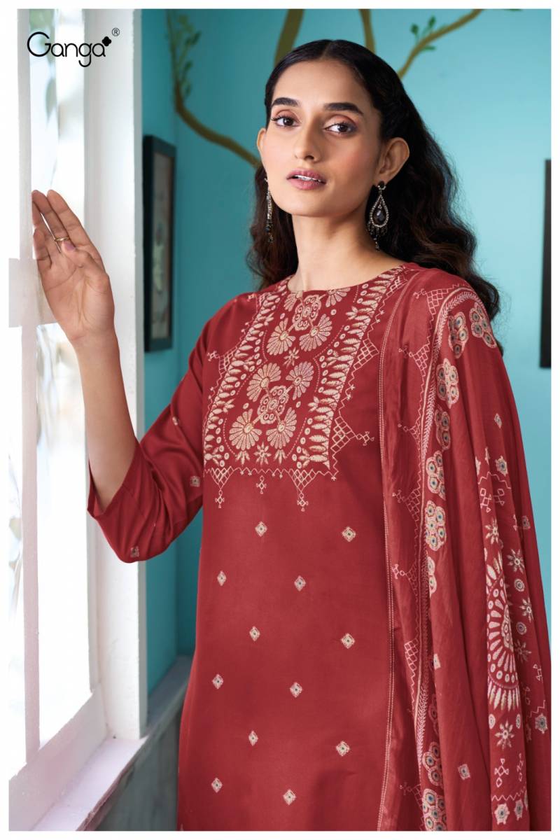 Ganga Violetta Cotton Satin Printed Salwar Kameez