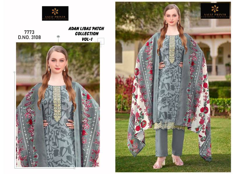 Aaliz Adan Libas Patch Vol 1 Cotton Digital Printed Dress Material