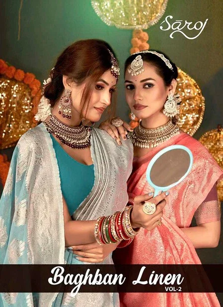 Saroj Baghban Linen vol 2 linen Cotton Rich Pallu Saree Collection