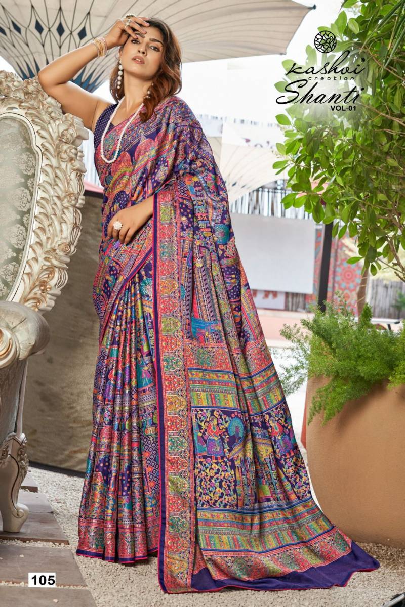 Kashvi Shanti Vol 1 Bright Moss Foil Saree Collection