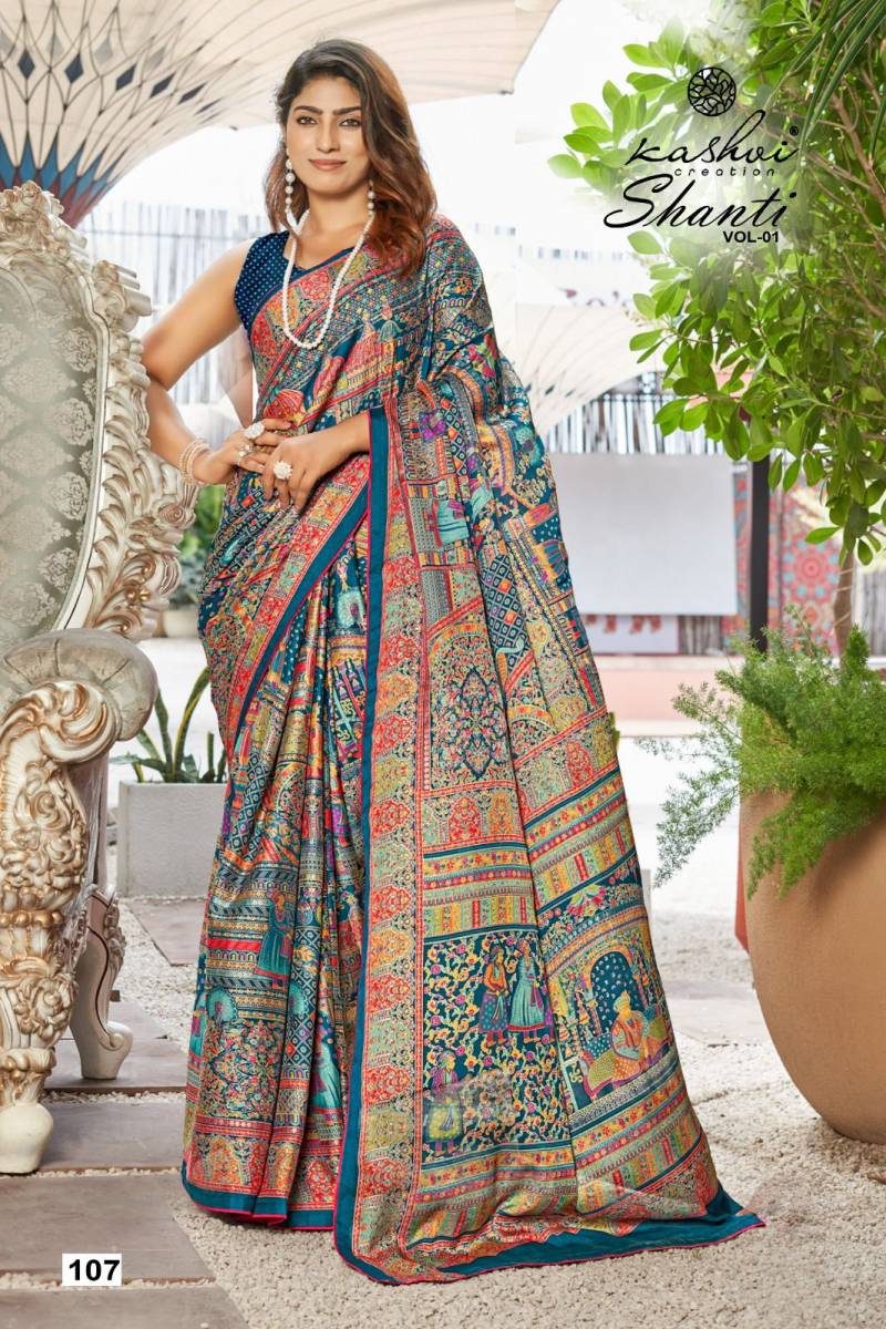 Kashvi Shanti Vol 1 Bright Moss Foil Saree Collection