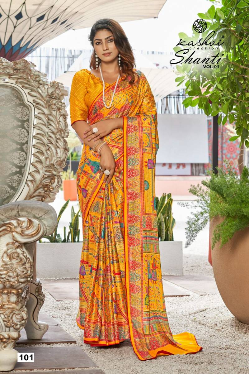 Kashvi Shanti Vol 1 Bright Moss Foil Saree Collection