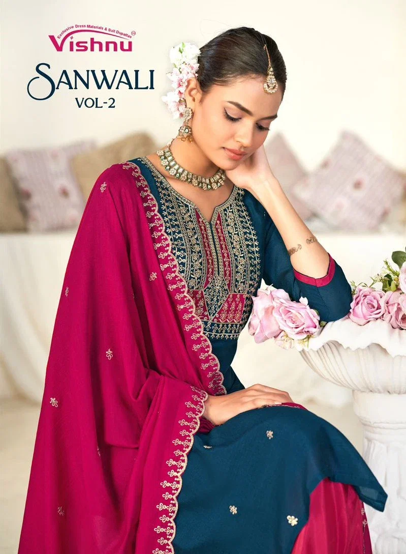 Vishnu Sanwali Vol 2 Vichitra Silk Fancy Dress Material