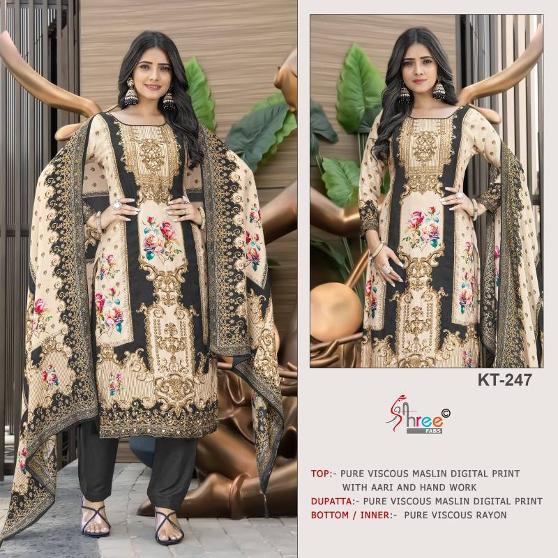 Shree Kt 247 Viscose Maslin Digital Salwar Suits Collection