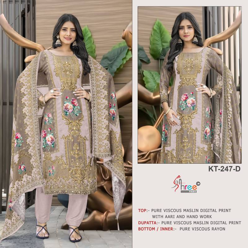 Shree Kt 247 Viscose Maslin Digital Salwar Suits Collection