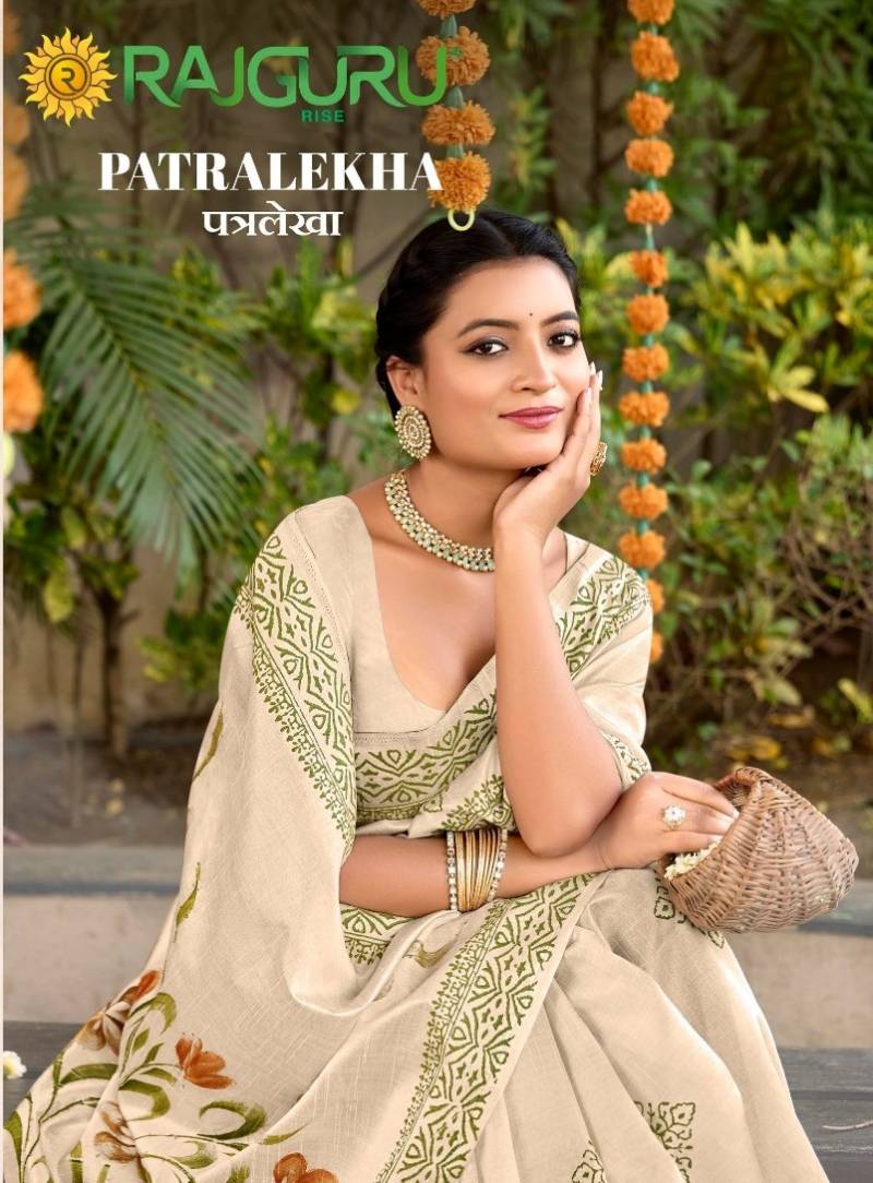 Rajguru Patralekha Tusser Silk Brush Printed Saree