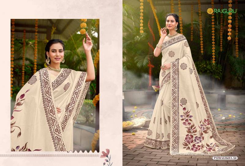 Rajguru Patralekha Tusser Silk Brush Printed Saree