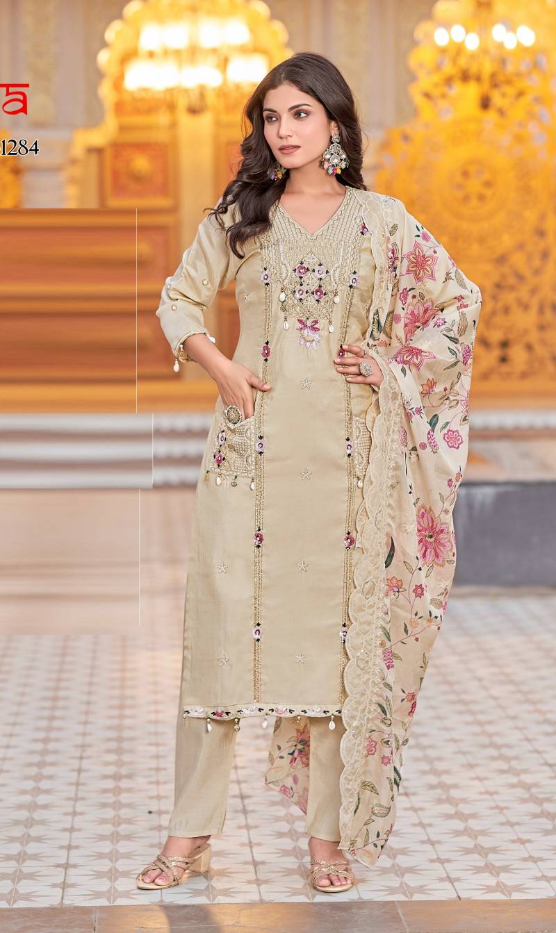 Pia 1284 Roman Shimmer Kurti Bottom With Dupatta