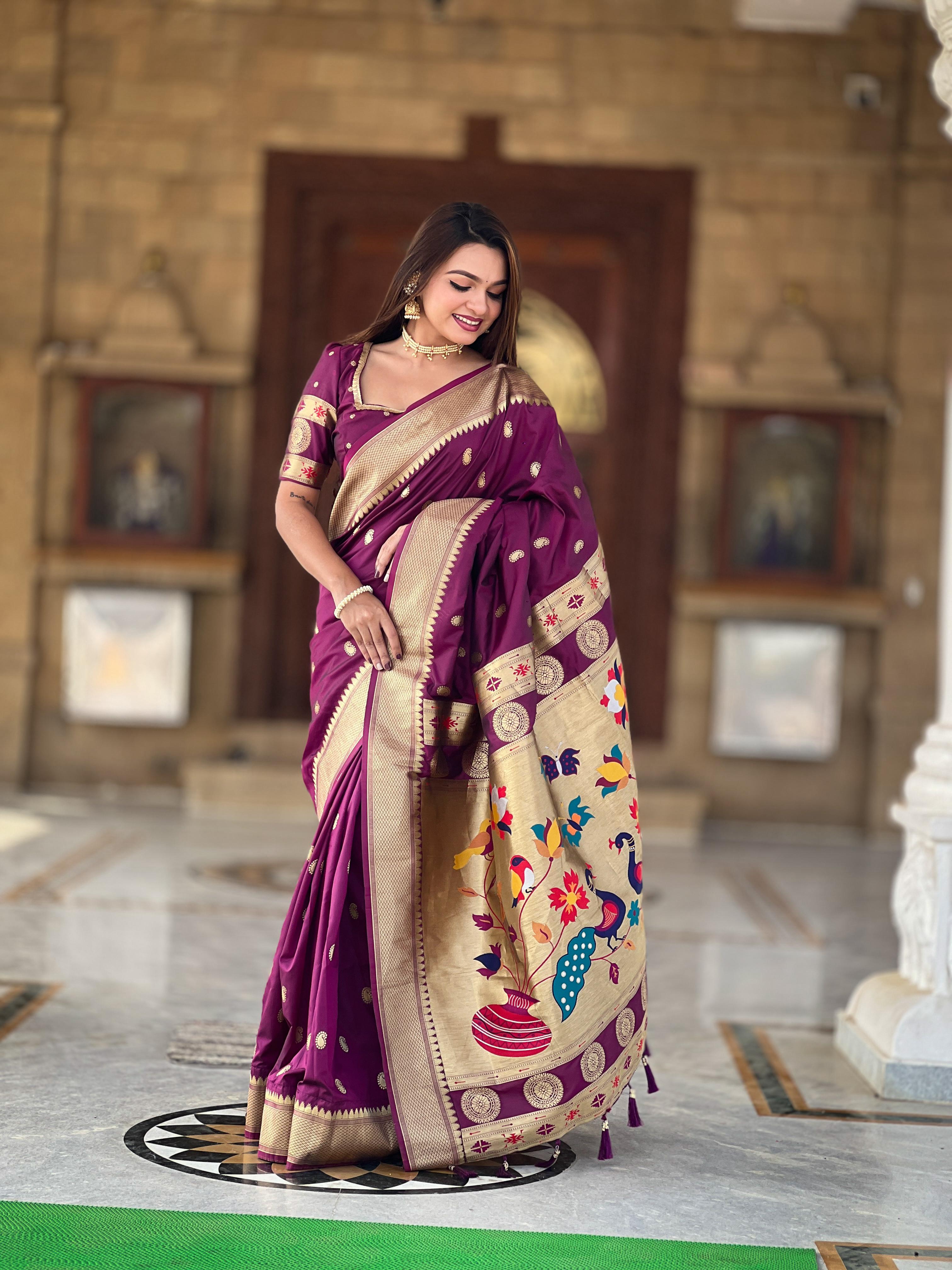 Lekha MN Matka Paithani Golden Zari Paithani Silk Saree Collection