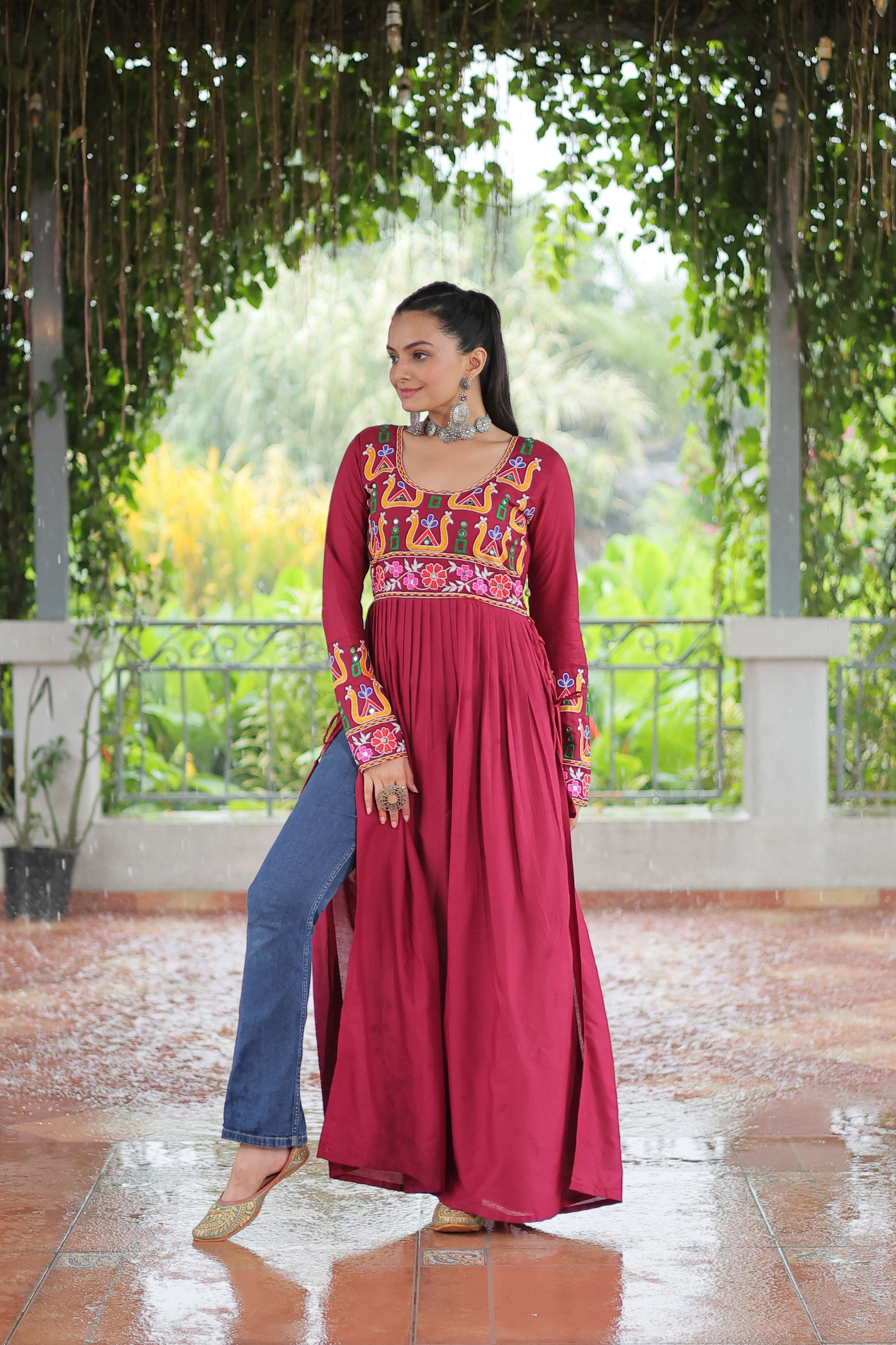 Lekha KA 1183 14kg Rayon With Kutchi Gamthi Work Kurti Navratri Collection