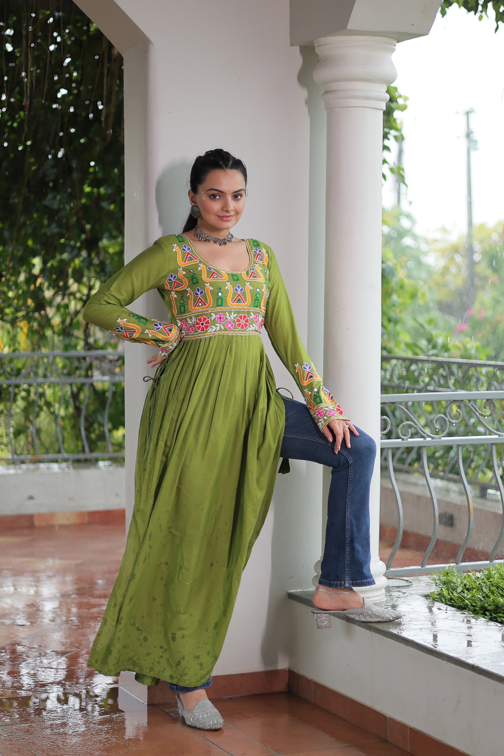 Lekha KA 1183 14kg Rayon With Kutchi Gamthi Work Kurti Navratri Collection