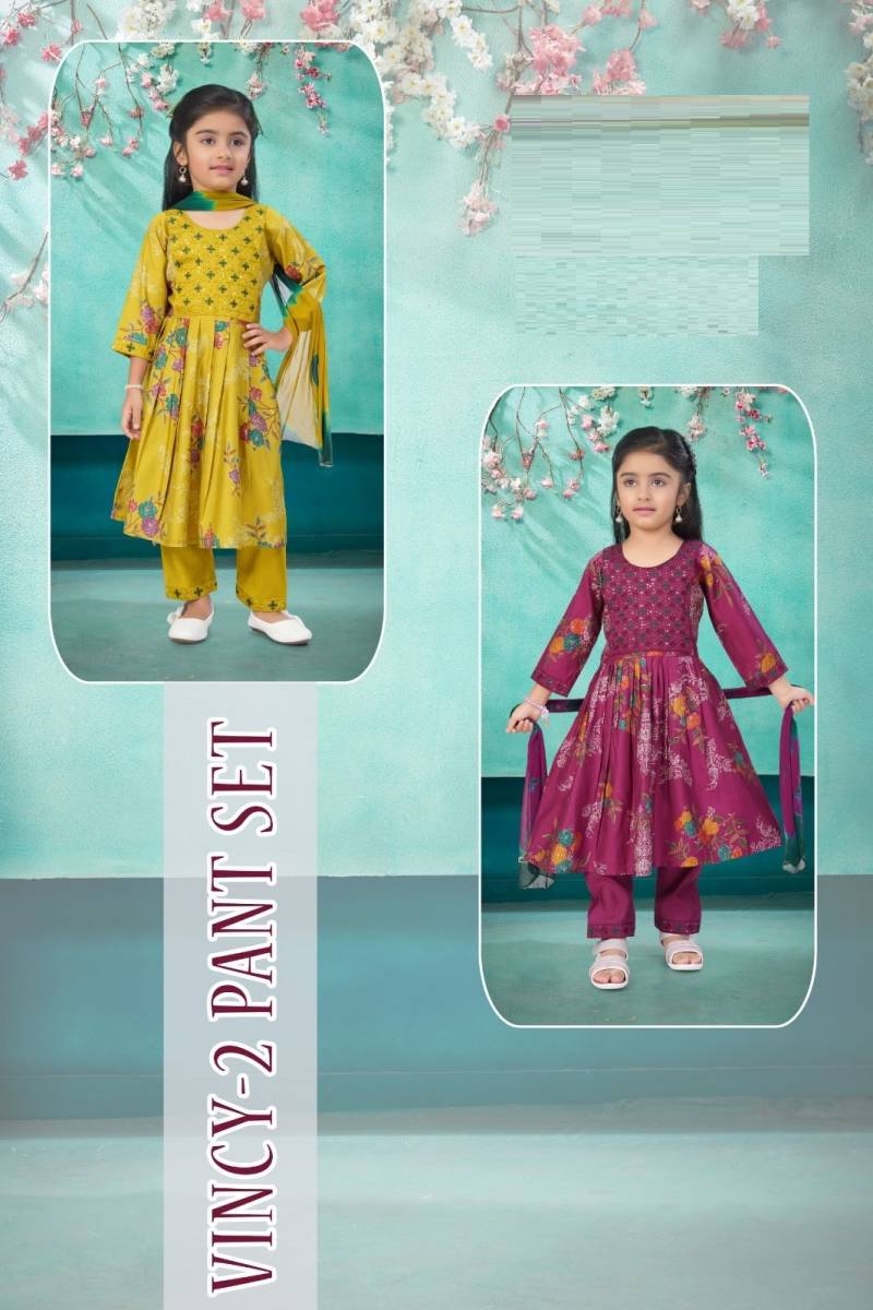 Vincy 2 Pant Set Vatican Printed Kids Wear Collection