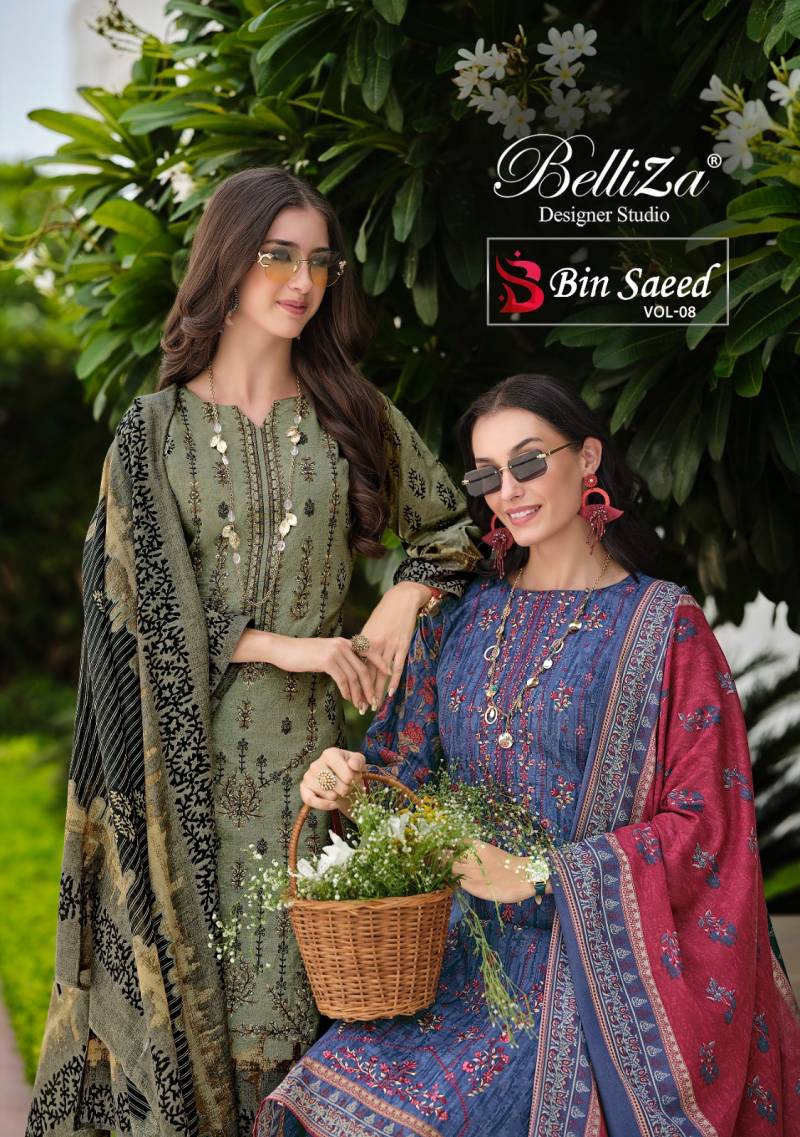 Belliza Bin Saeed Vol 8 Cotton Digital Printed Dress Material