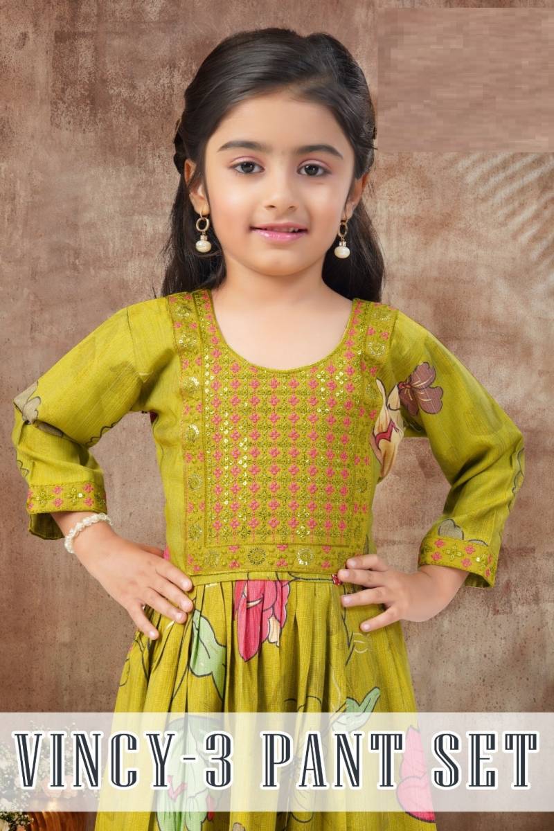 Vincy 3 Pant Set Vatican Printed Kids Wear Collection