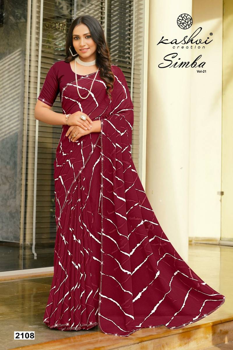 Kashvi Simba Vol 21 Georgette Lehariya Printed Saree