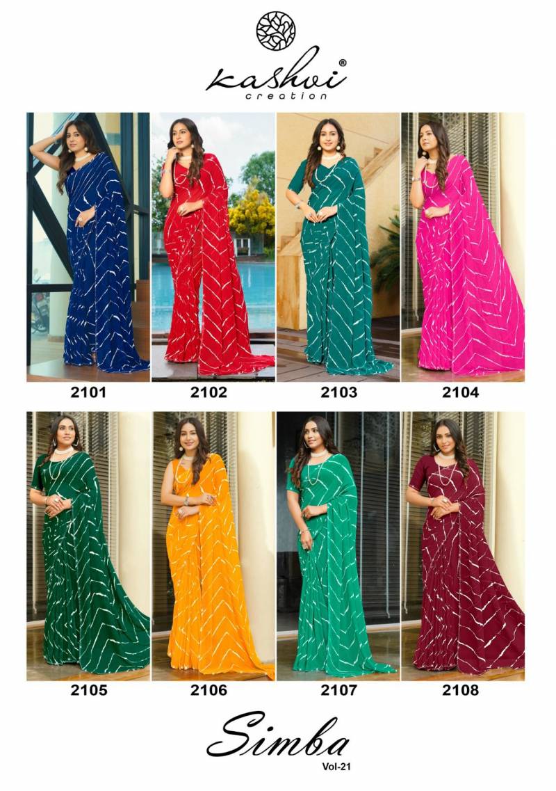 Kashvi Simba Vol 21 Georgette Lehariya Printed Saree