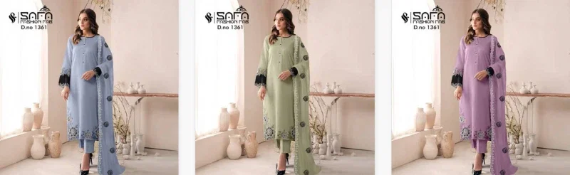 Safa Fashion Fab 1361 Georgette Pakistani Ready Made Suit