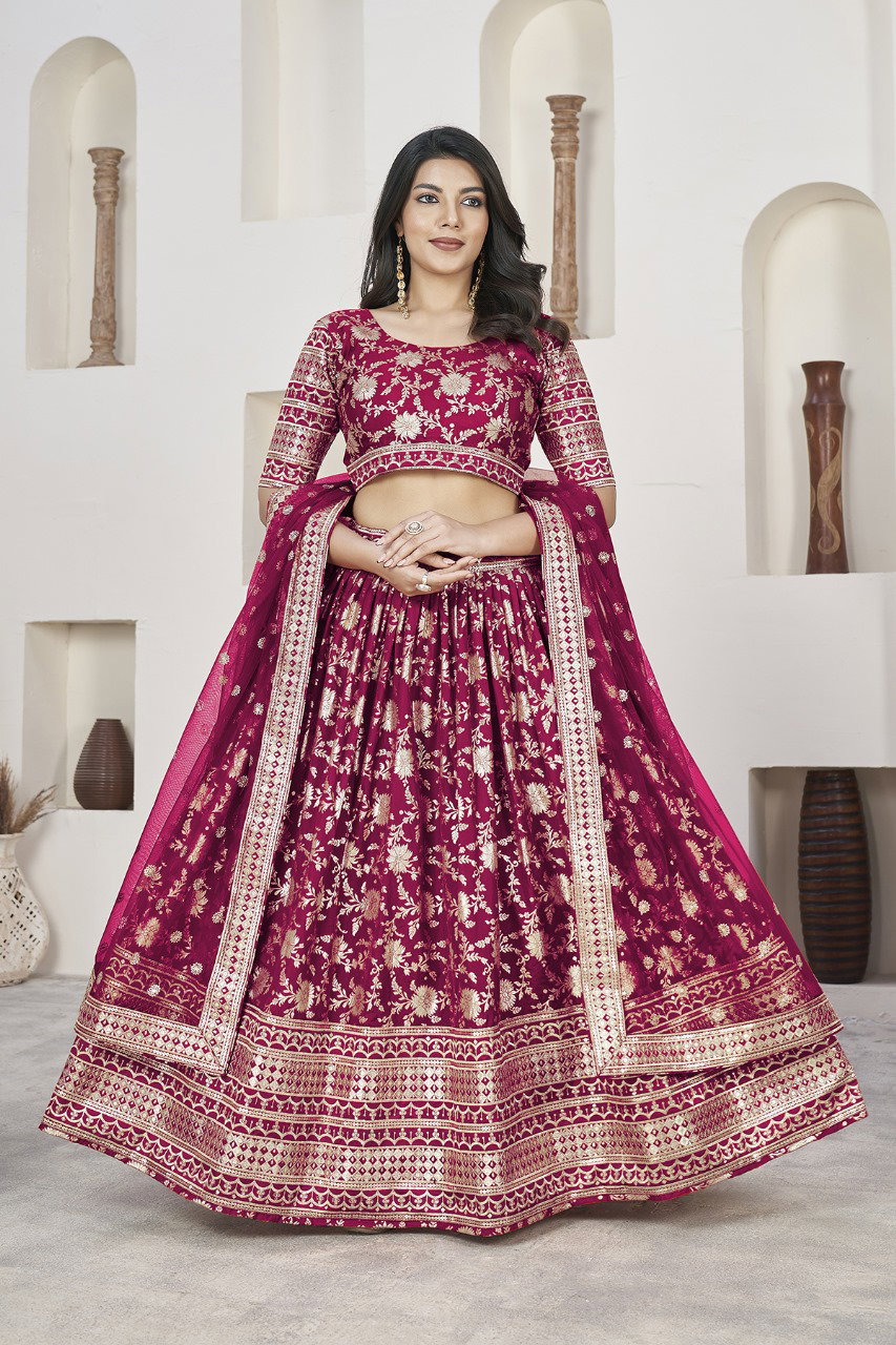Aawiya Aalisha Vol 1 Rani 1017 Dola Jacquard Zari Embroidery Lehenga Choli