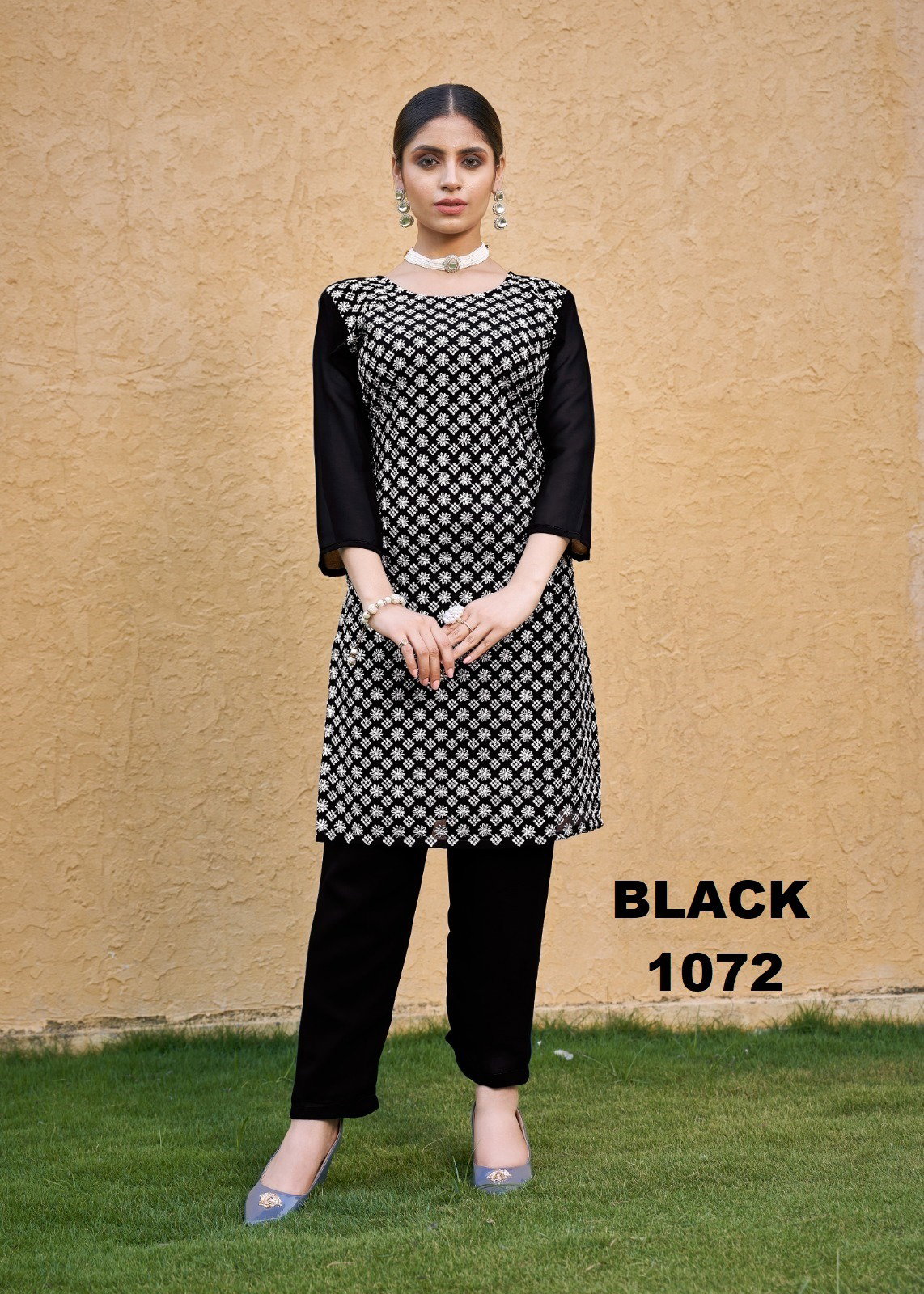 Moksh Roohi Faux Georgette Embroidery Kurti With Bottom