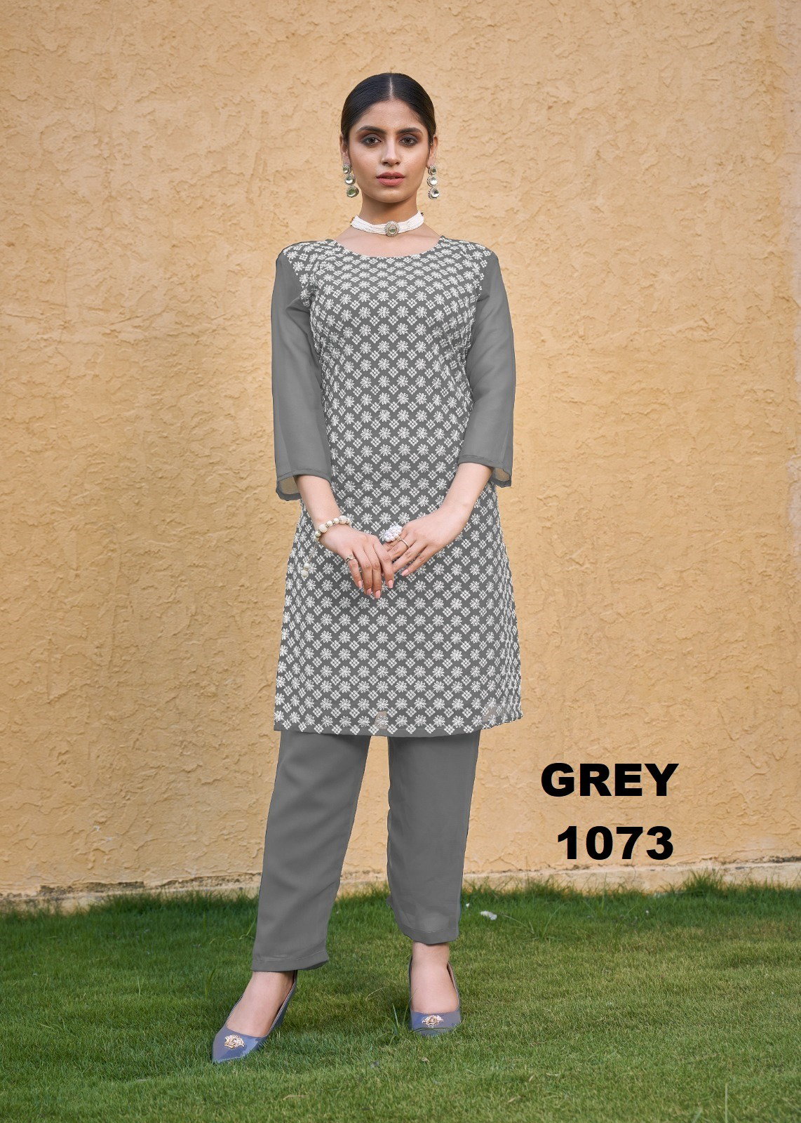 Moksh Roohi Faux Georgette Embroidery Kurti With Bottom