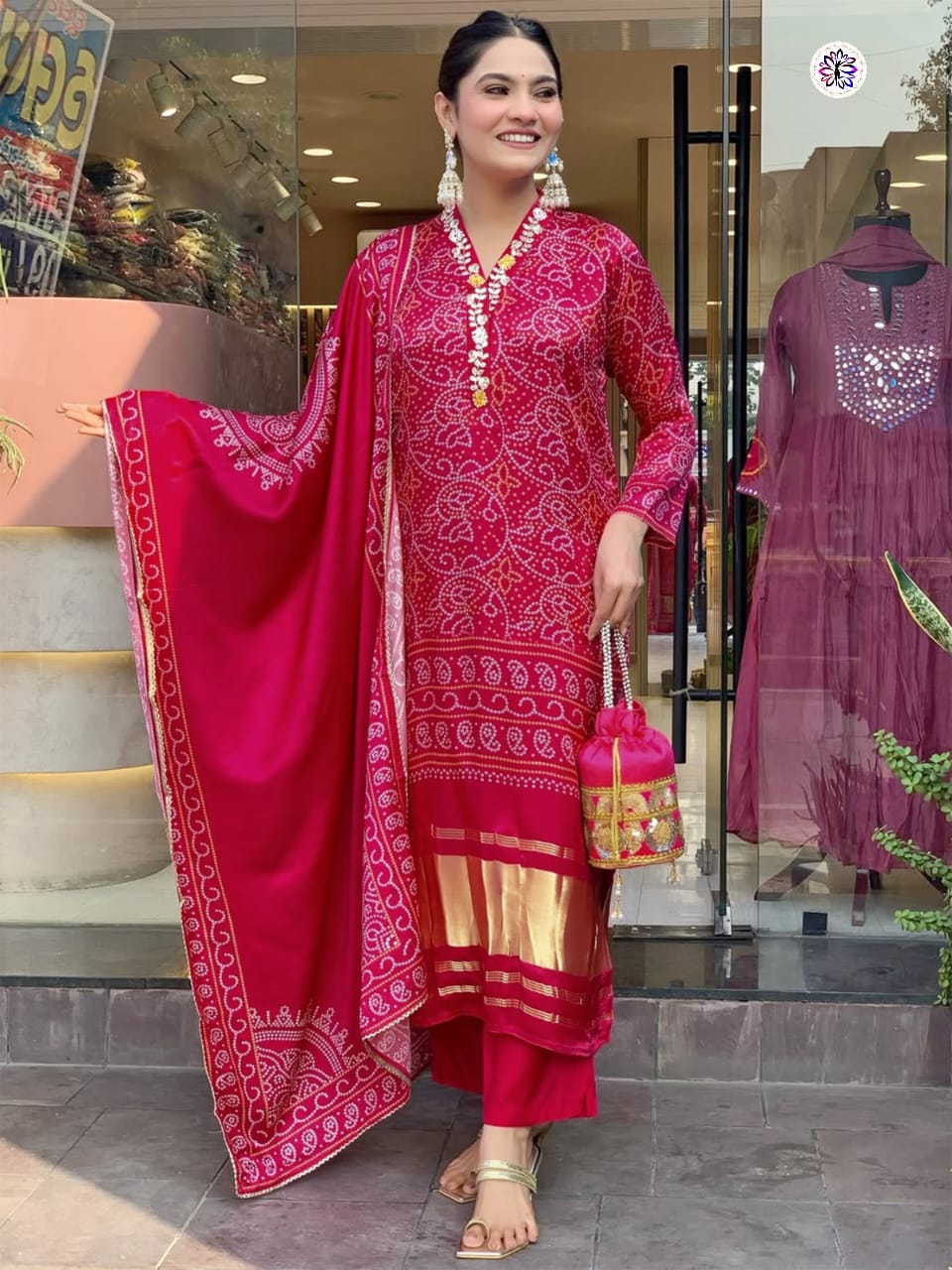 Lekha KL 6024 Viscose Bandhani Printed Kurti Bottom With Dupatta