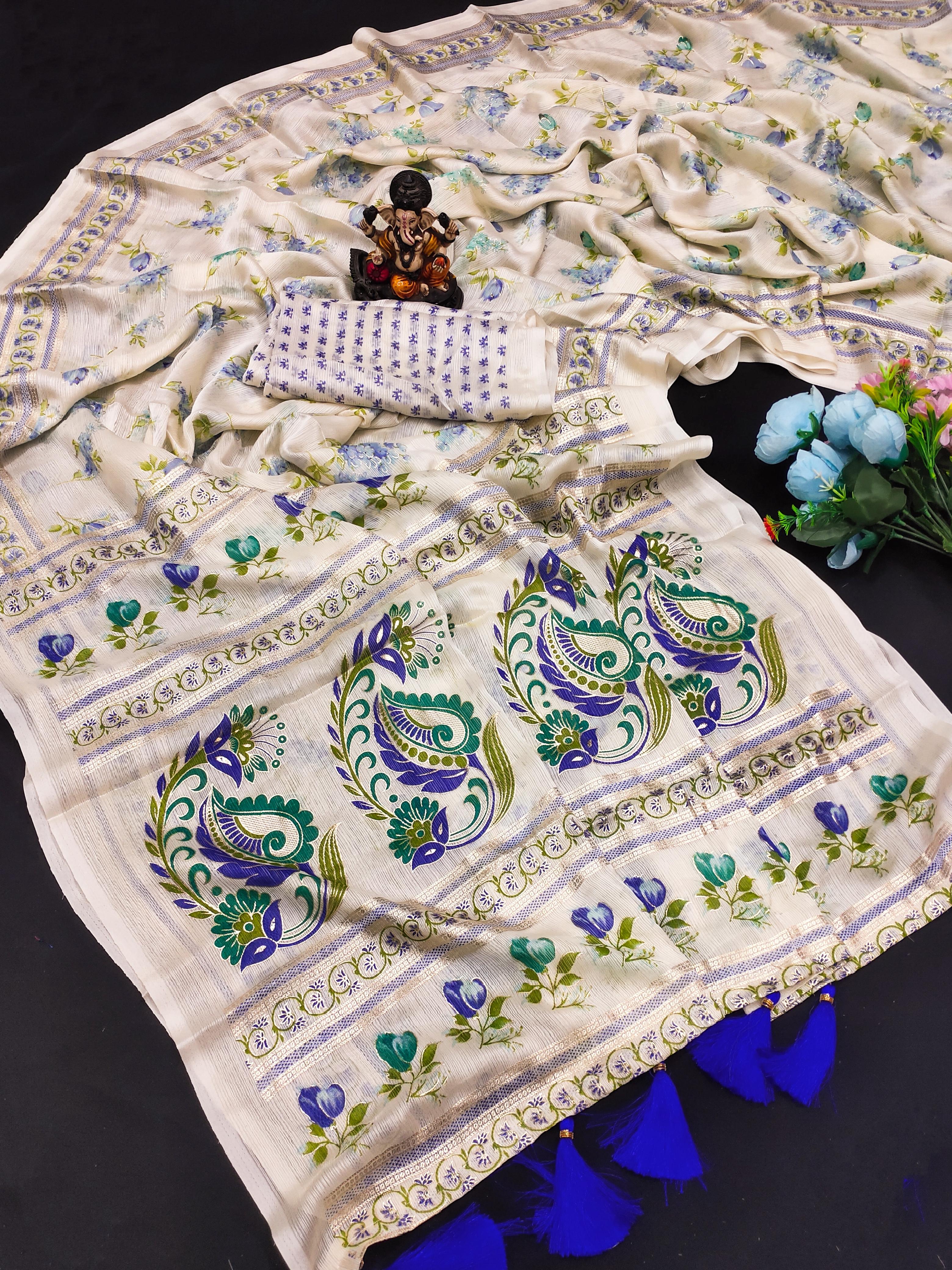 lekha VC Basanti 1 Chinon Silk Printed Saree Collection