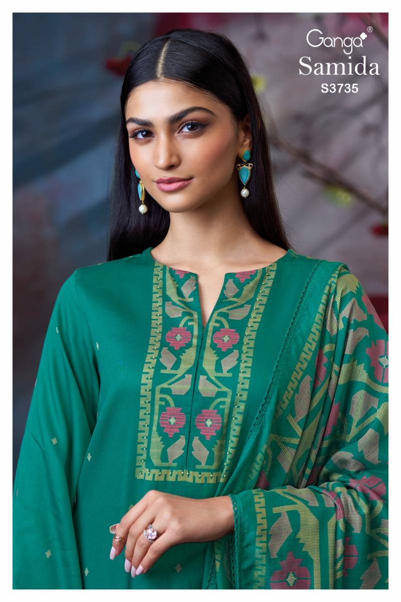 Ganga Samida Cotton Satin Printed Salwar Kameez