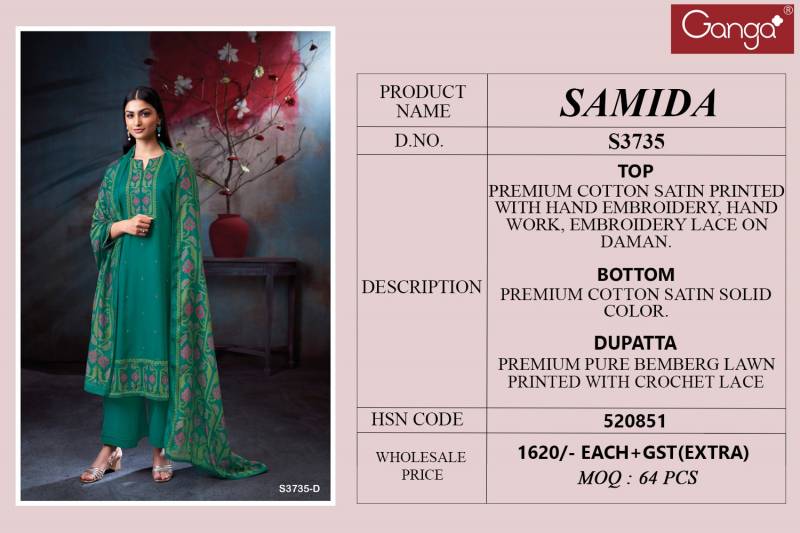 Ganga Samida Cotton Satin Printed Salwar Kameez