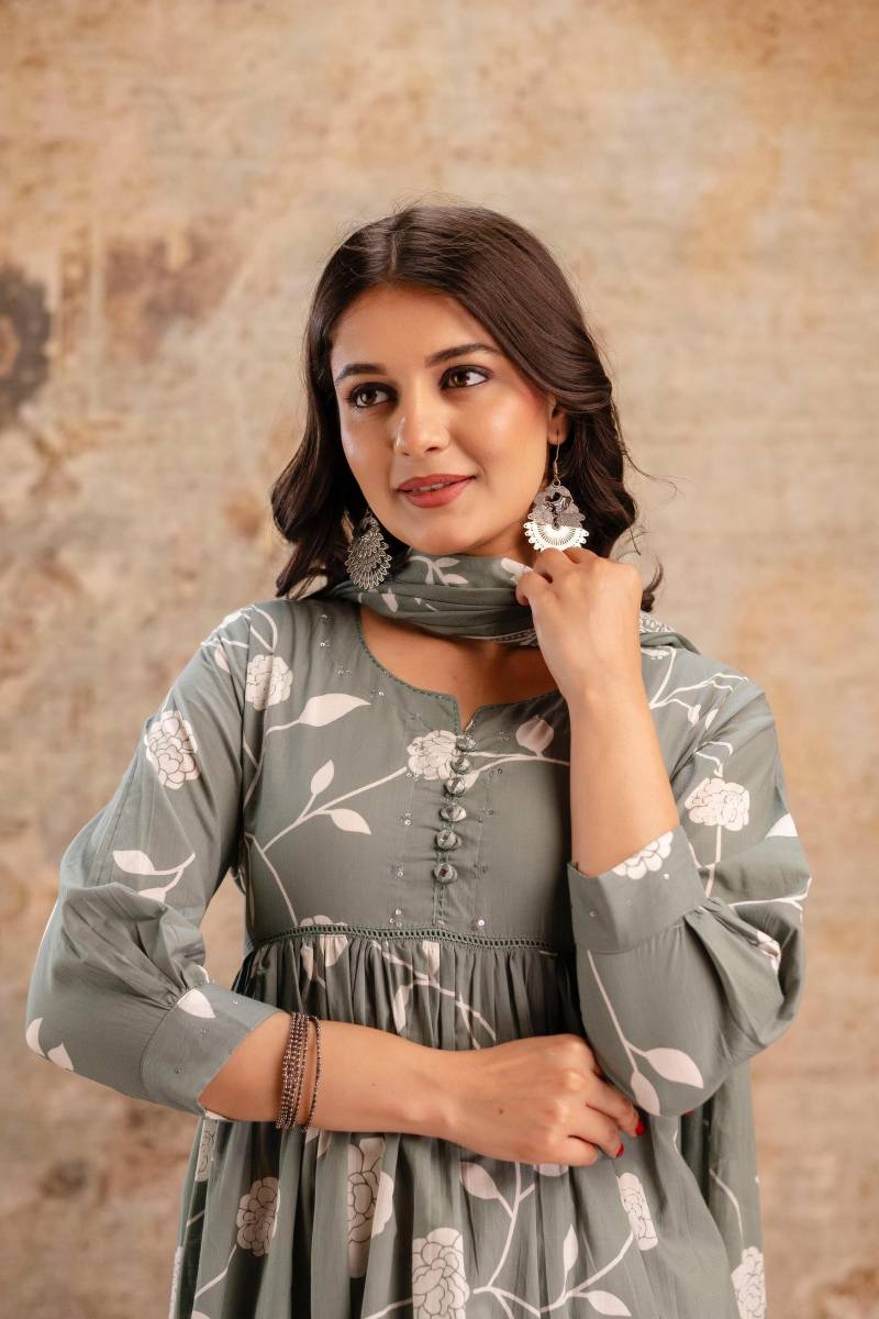 Naisha K 131 Cotton Printed Kurti Bottom With Dupatta