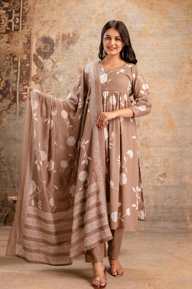 Naisha K 131 Cotton Printed Kurti Bottom With Dupatta