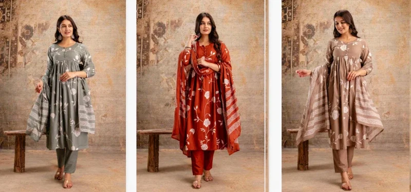 Naisha K 131 Cotton Printed Kurti Bottom With Dupatta