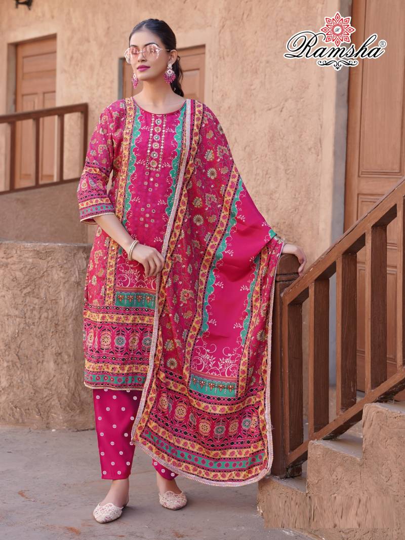 Ramsha Luxe Silk U And V Ready Made Pakistani Salwar Suits