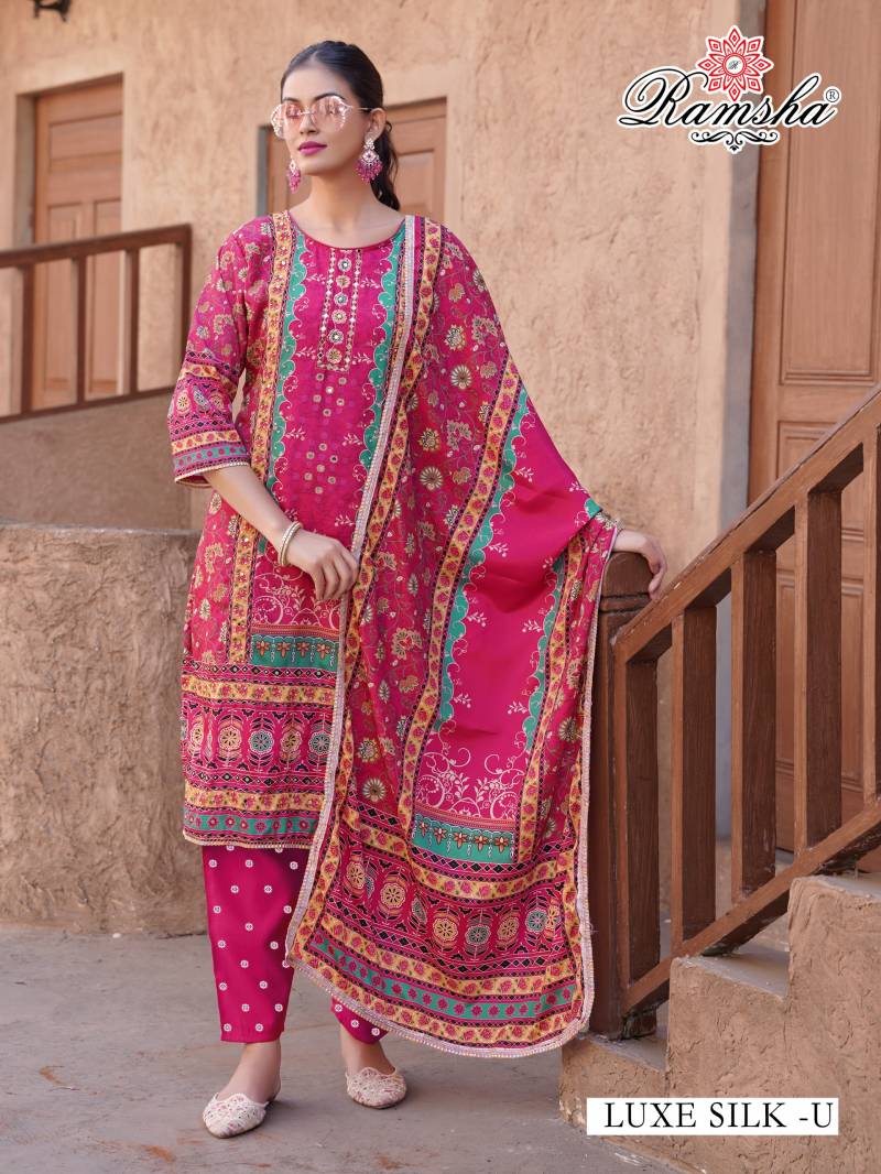 Ramsha Luxe Silk U And V Ready Made Pakistani Salwar Suits
