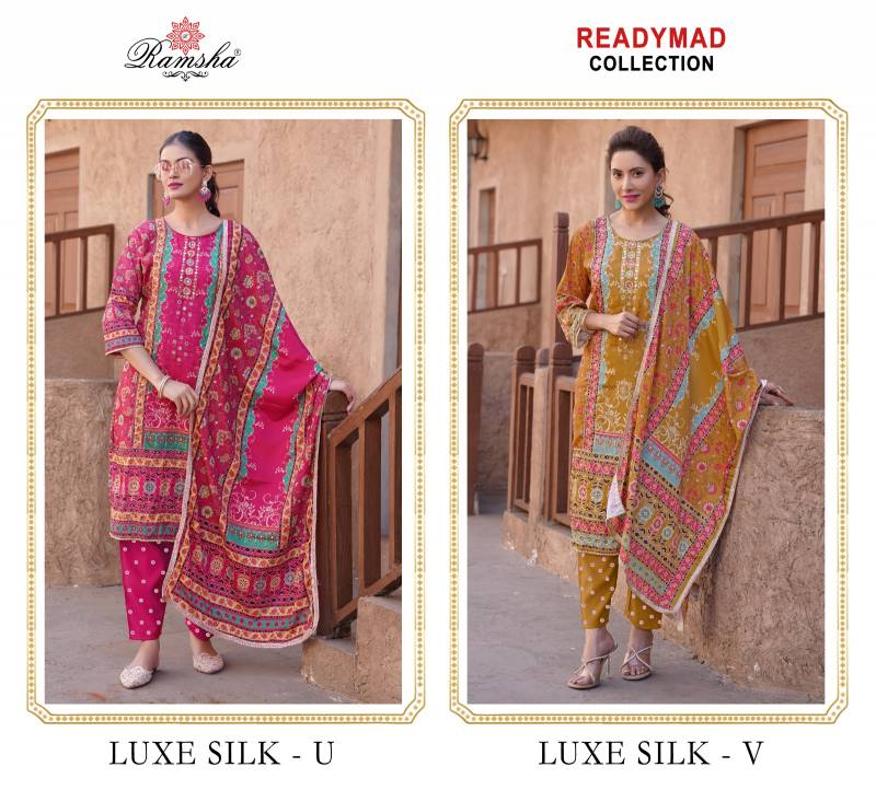 Ramsha Luxe Silk U And V Ready Made Pakistani Salwar Suits